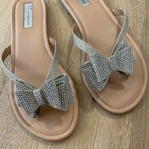 INC International Concepts Sparkle Bow Flip Flops